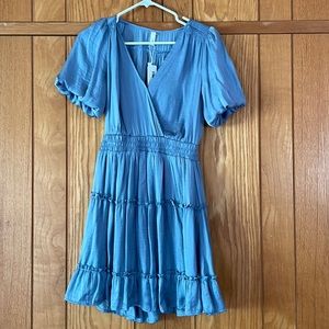 NWT mini short sleeve blue dress